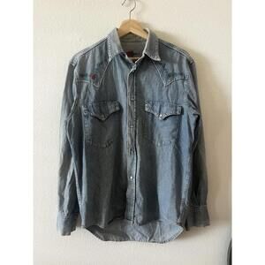 Vintage El Charro Pearl Snap Embroidered Denim Shirt